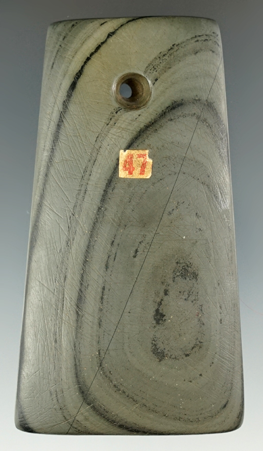 3 1/2" Trapezoidal Pendant made from attractive Banded Glacial Slate - Darke County Ohio.