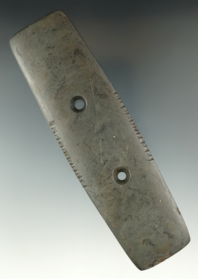 Incredible tallies on this 5 3/4" Hopewell Expanded Center Gorget found in Richland County Ohio.