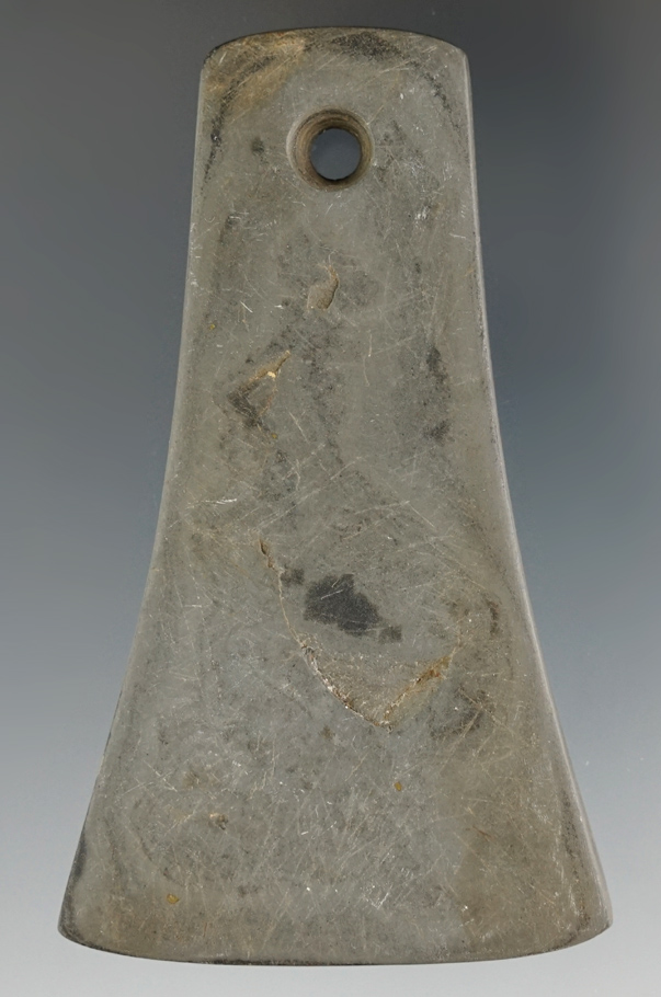 3 9/16" Adena Bell Pendant - Mottled Slate, found in Fairfield Co., OhioDavis COA.
