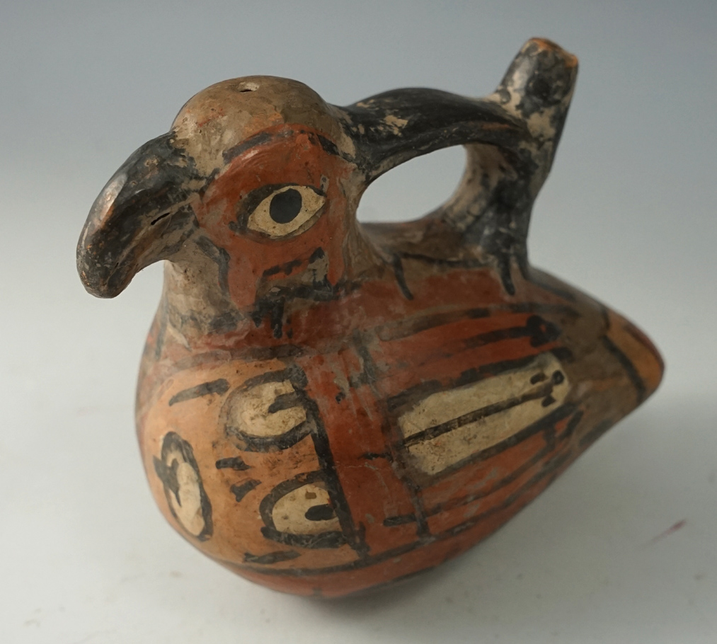 3 3/4" Nazca Avian Effigy Pottery Vessel found in Peru.