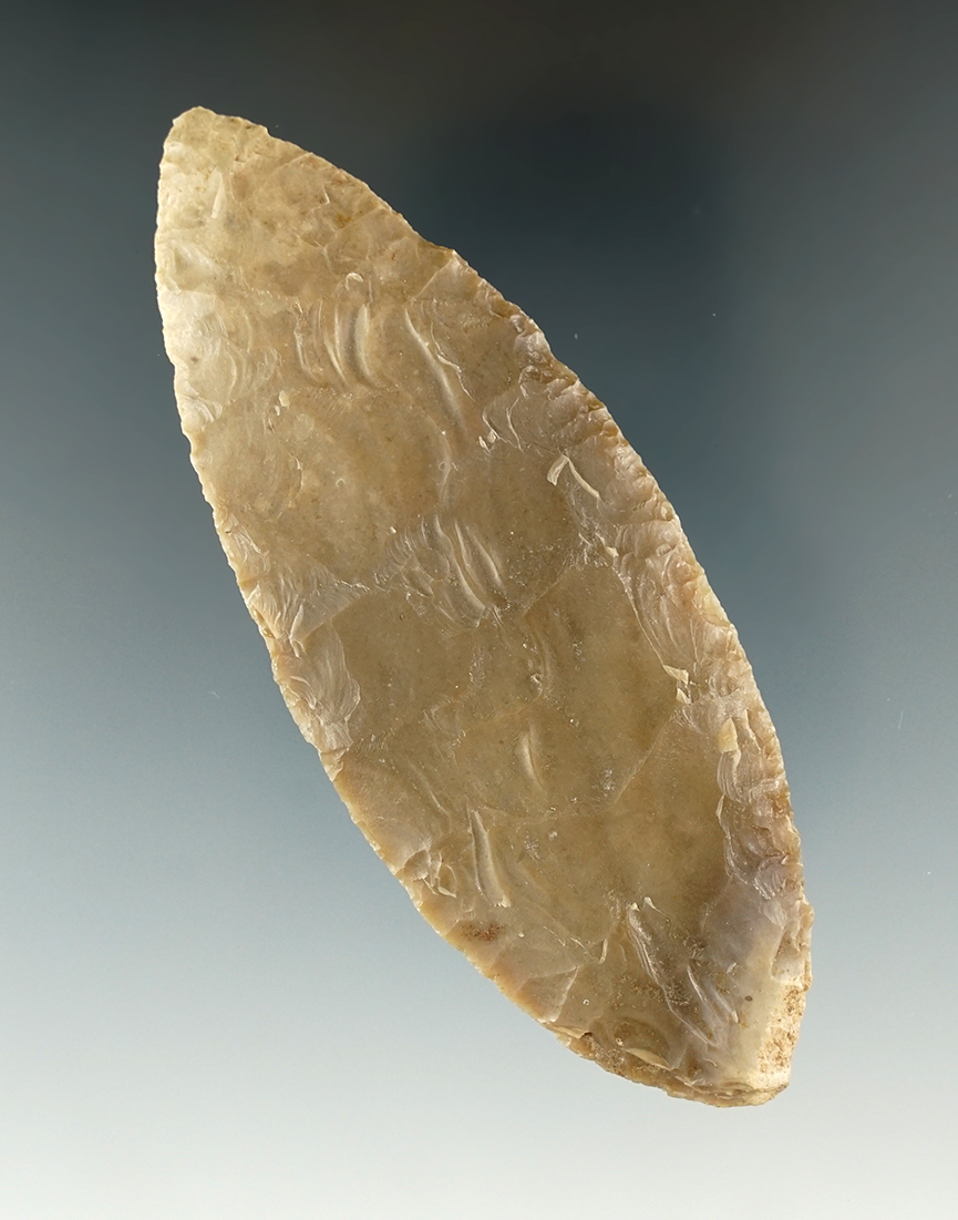 3 3/4" Mayan Blade made from Colha Chert, found in Belize. Comes with a Stermer COA.