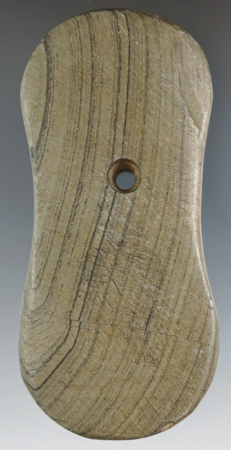 4 3/8" Adena Bi-Concave Pendant found in Westfield Twp., Medina Co., Ohio.