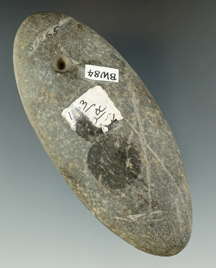 4" Undrilled Gorget, one hole started on both sides but not completed.  Highland County Ohio.