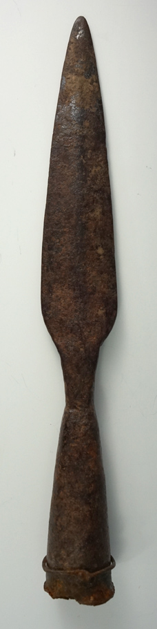 Large 11 7/8" Bronze Old World spearpoint that is heavily patinated.
