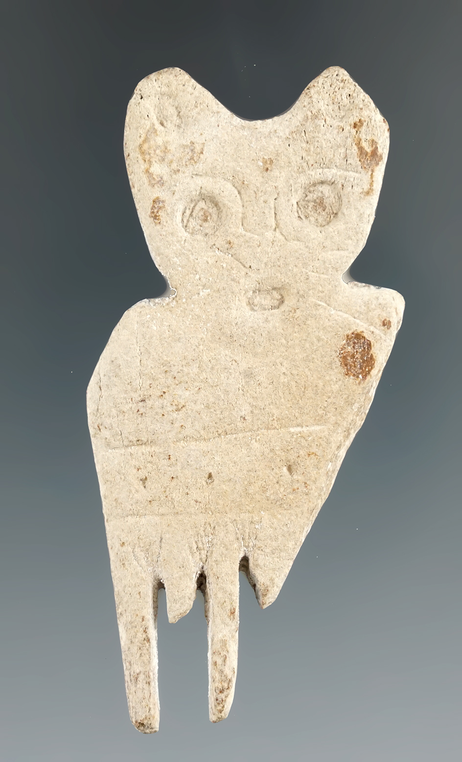 3" Tall Iroquois Feline Effigy Bone Comb found in New York.