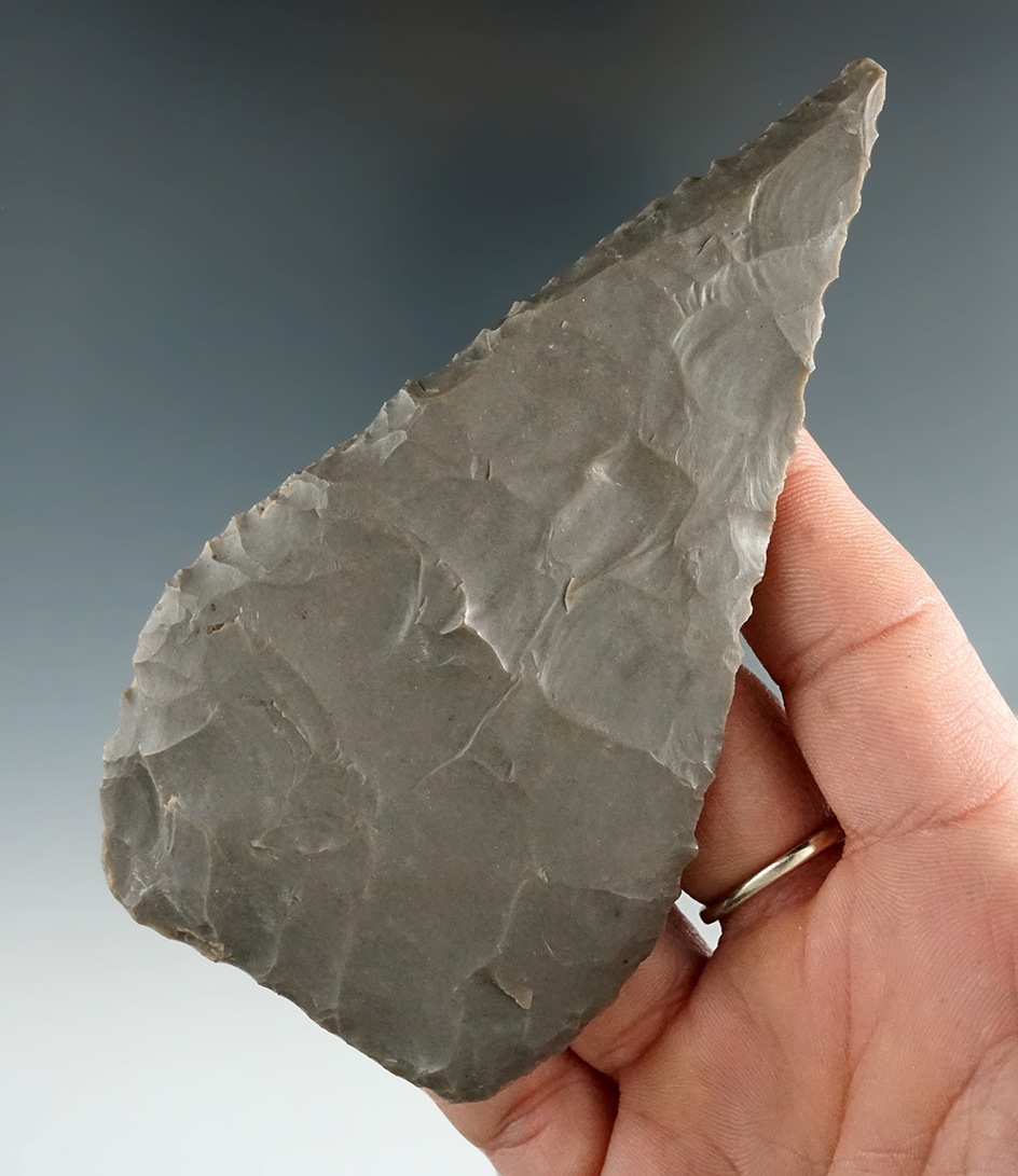 4 1/2" Nicely Beveled Cobbs Knife - Hornstone - found near Rising Sun Indiana. Ex. Driskill.