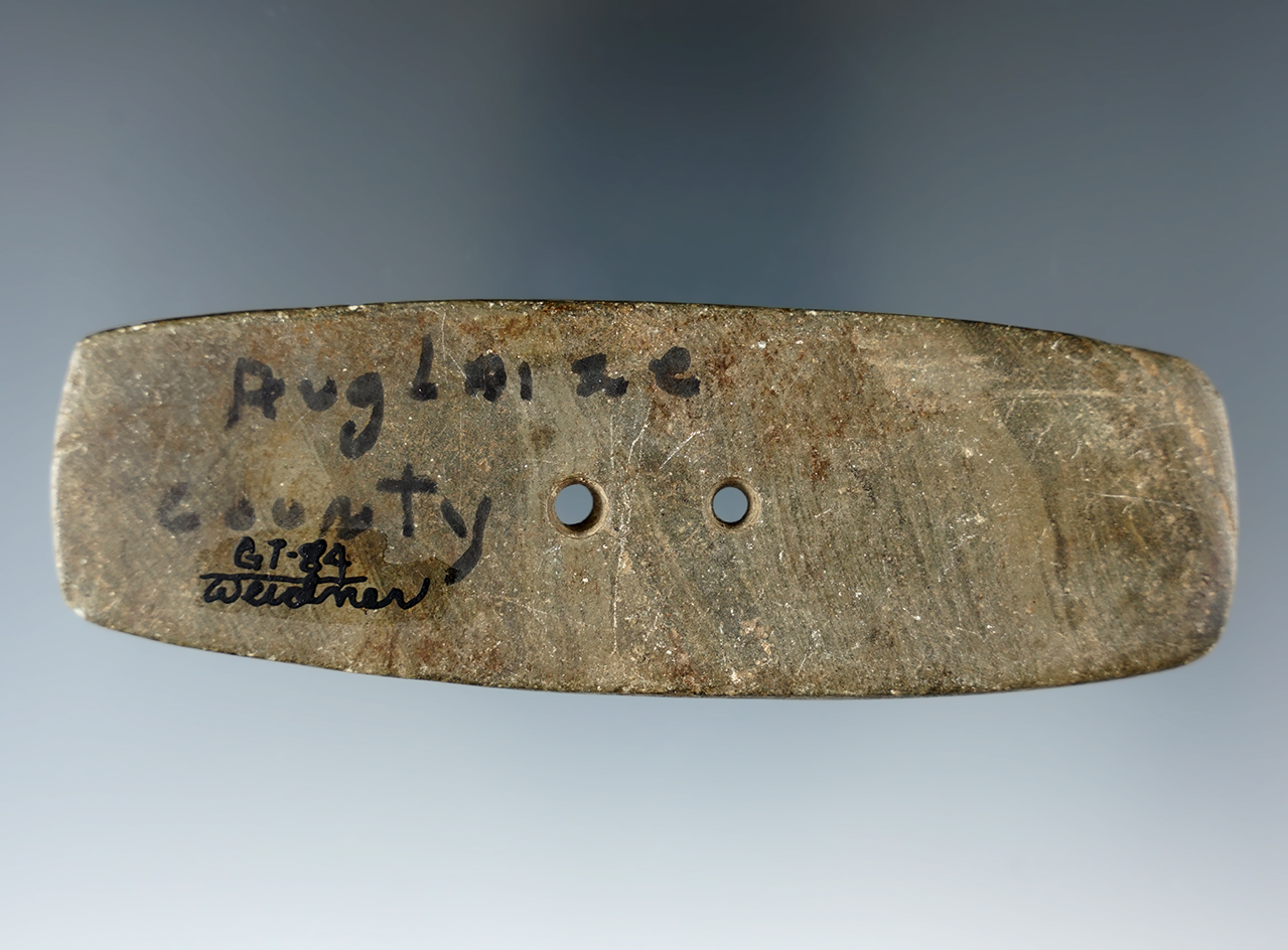 4 3/8" Bar Gorget found in Auglaize Co., Ohio.