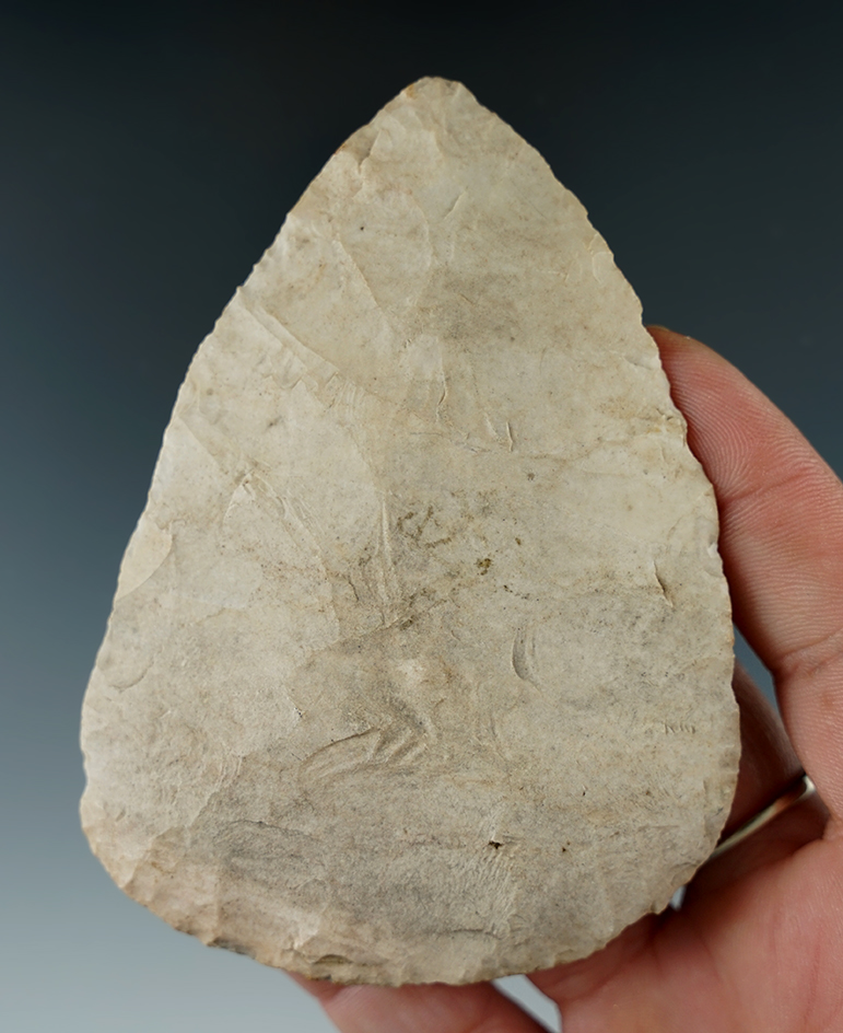 3 11/16" North Blade with excellent flaking found in Greene Co., Illinois. Ex. Rivers Anderson.