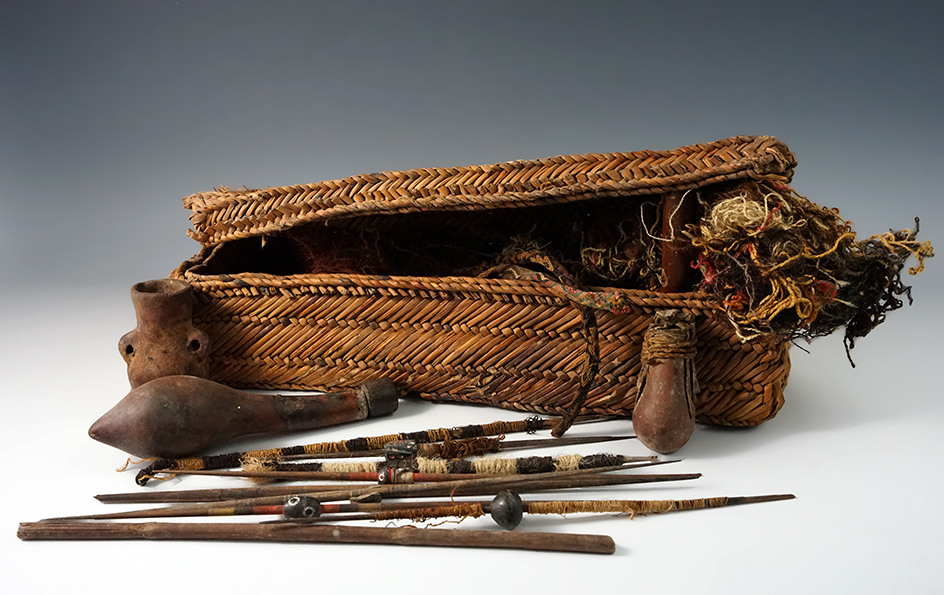 Rare! Chancay Sewing Basket from the central West Coast of Peru.circa A.D. 1000-1470.