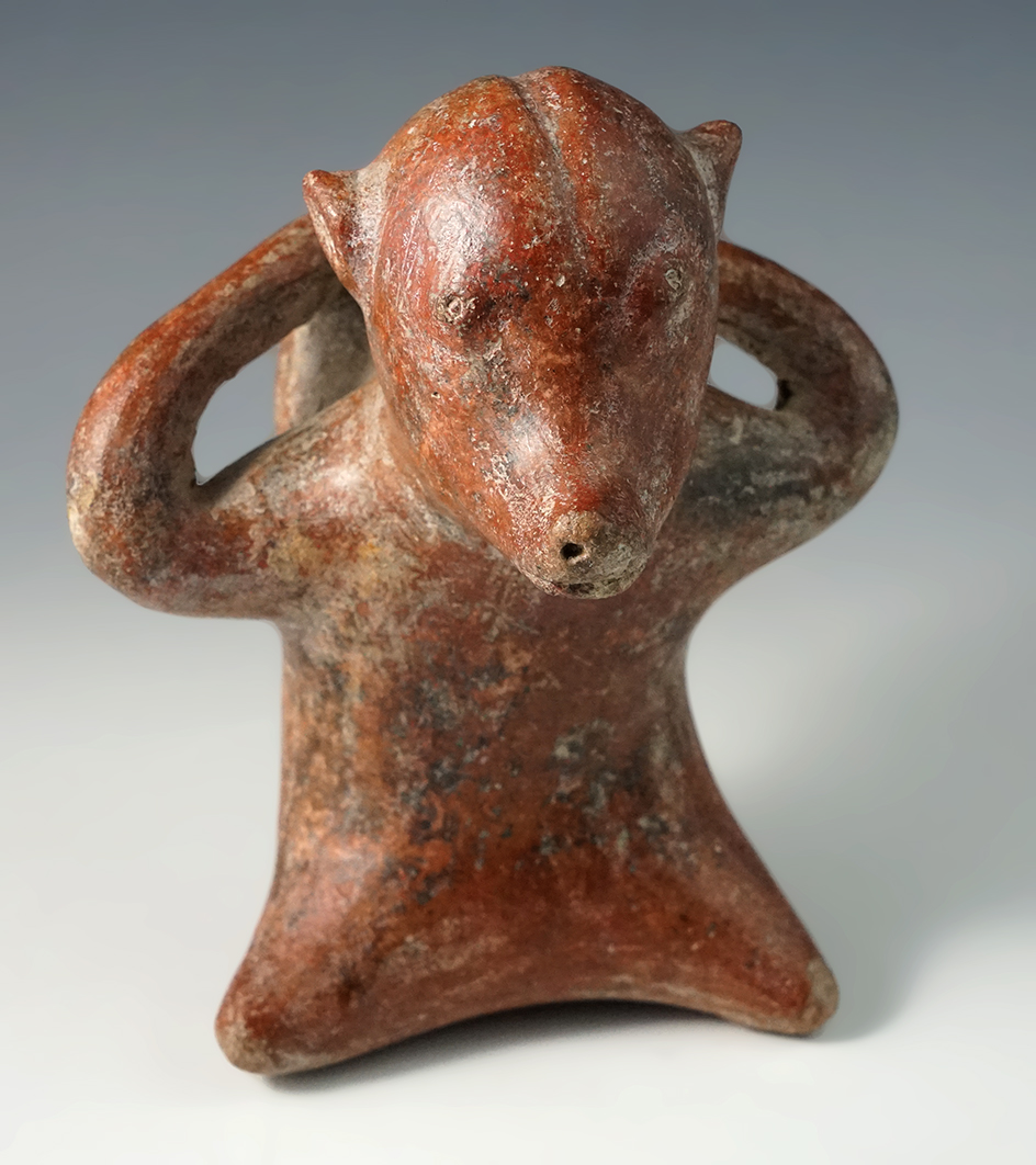 5 5/8" Tall Colima Shaft Tomb Dog Culture Burden Water Bearer circa 300 BC-A.D. 300.