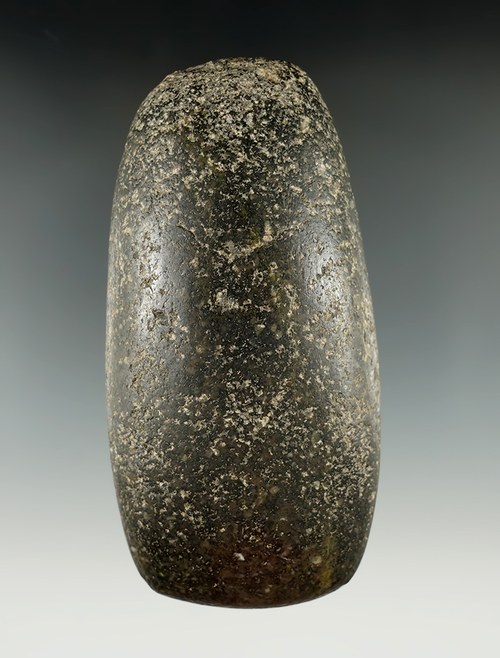 4 3/4" Celt, highly polished black Hardstone with perfect bit. Found in Franklin Co., Ohio.