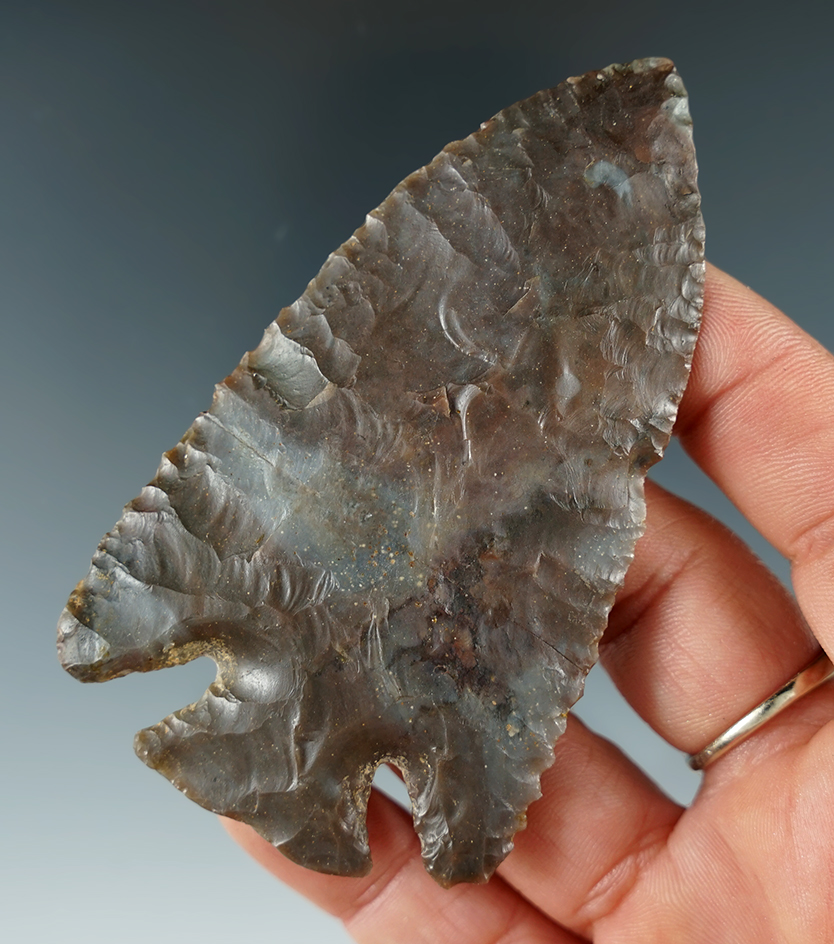 3 1/2" Lost Lake made from beautiful Sonora Flint, found in Kentucky. Broken and glued.  COA.