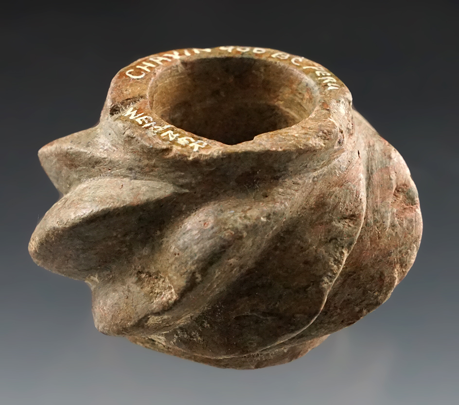 2 1/4" Diameter Chavin Stone Club from northern Peru. Circa 900 BC.