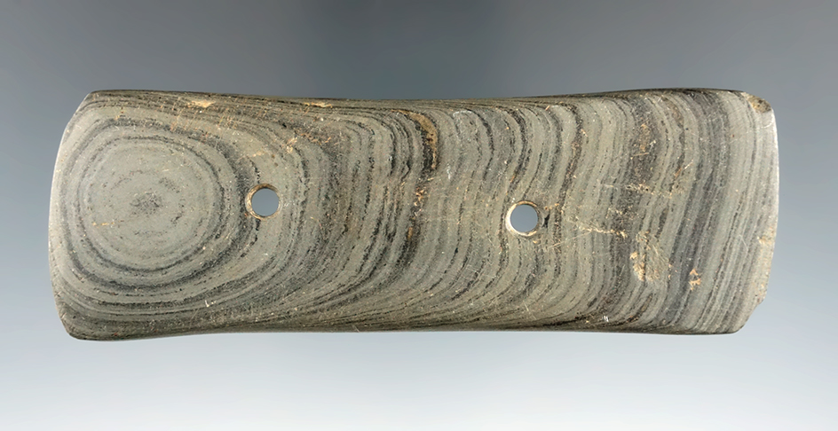 Nicely banded 4 5/16" Gorget found in Licking Co., Ohio.