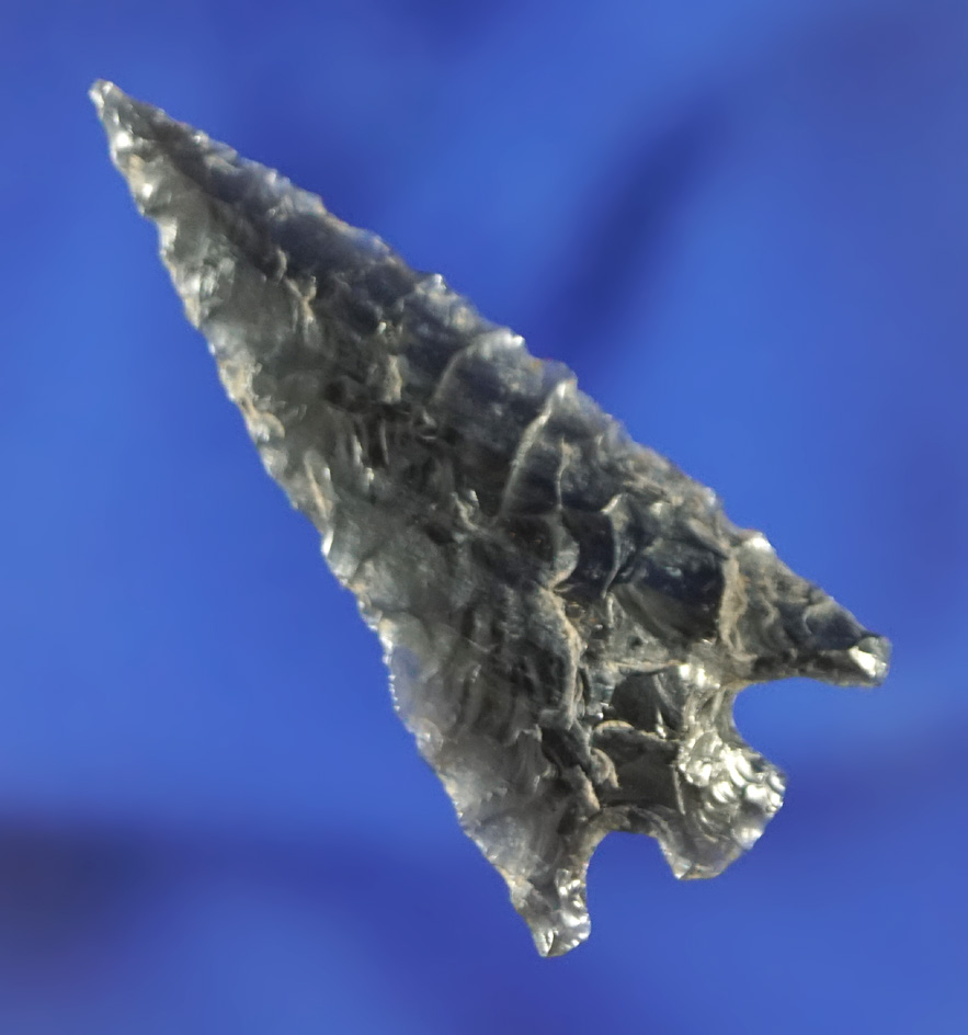 Excellent style flaking on this 1 1/2" Columbia Plateau made from obsidian- Columbia River.