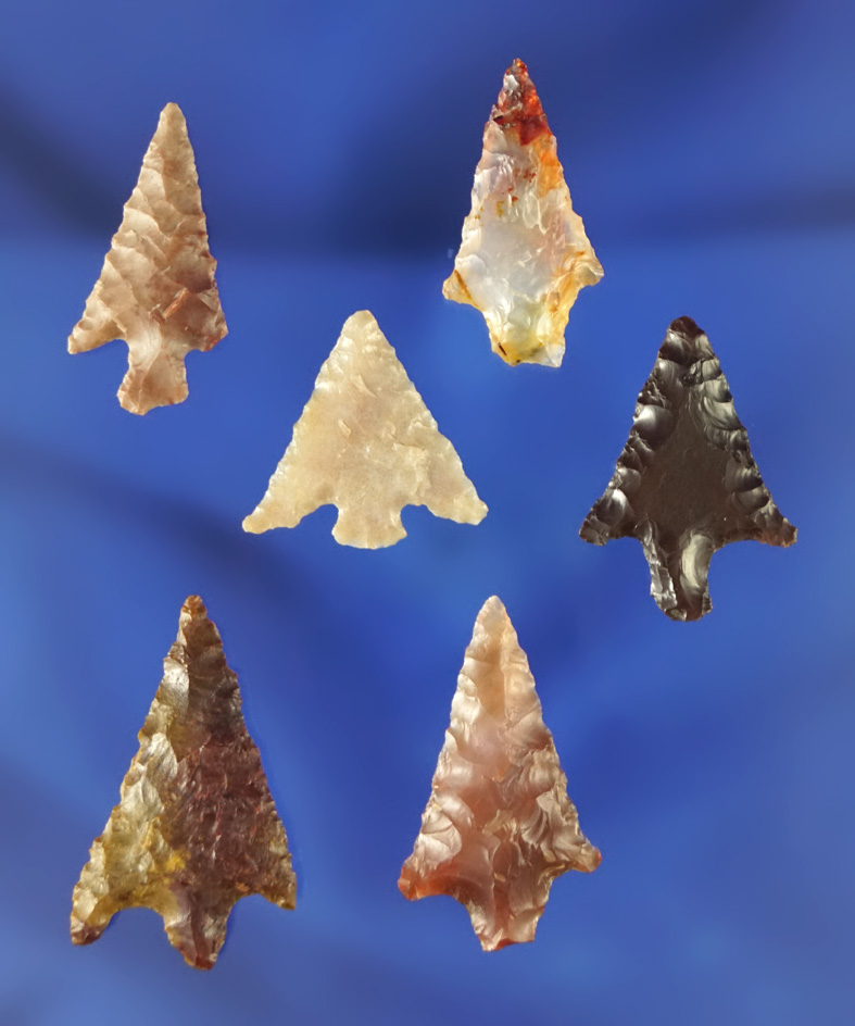 Set of six assorted Columbia River Gempoints, largest is 1". Some beautiful materials in this group.