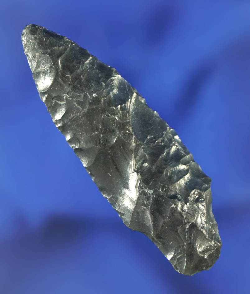 Rare style 2 1/8" Paleo Lind Coolee made from obsidian found in Oregon.