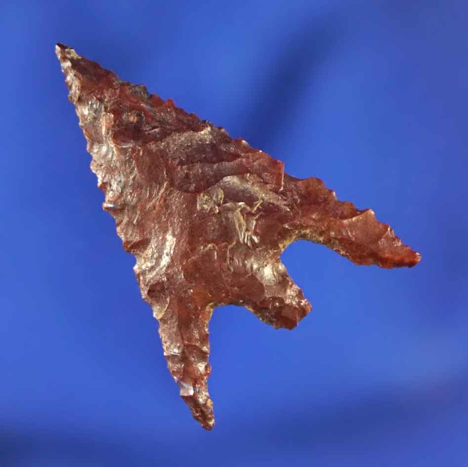1 1/8" Gunther found in southern Oregon made from reddish-brown Jasper.