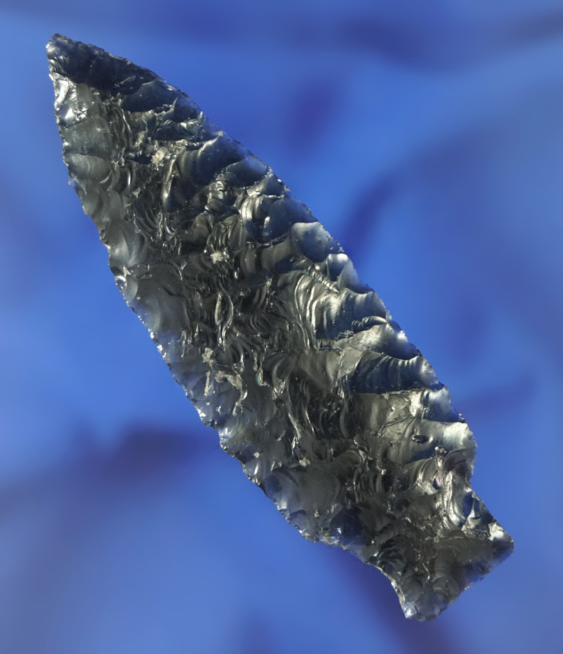 Rare style! 3" Paleo Windust found in the Warner Valley, Oregon. Ex. Ben Kirkland. Bennett COA.