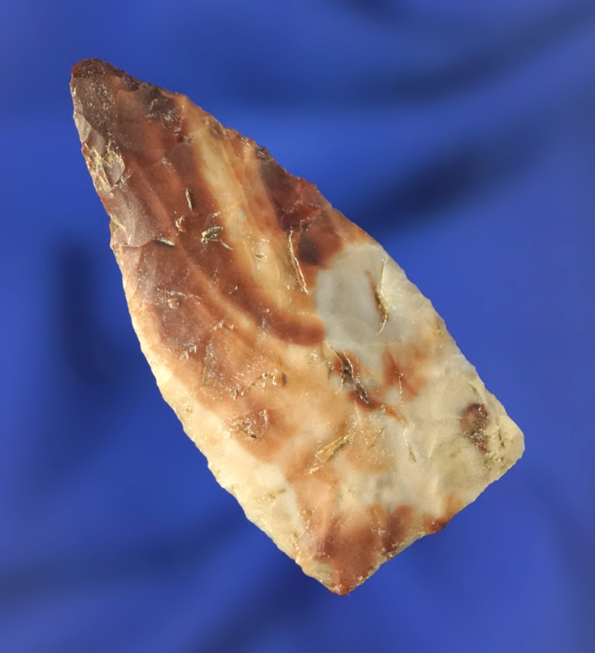 1 3/4" Triangular Knife made from beautifully mottled red brown and white material - Columbia River.