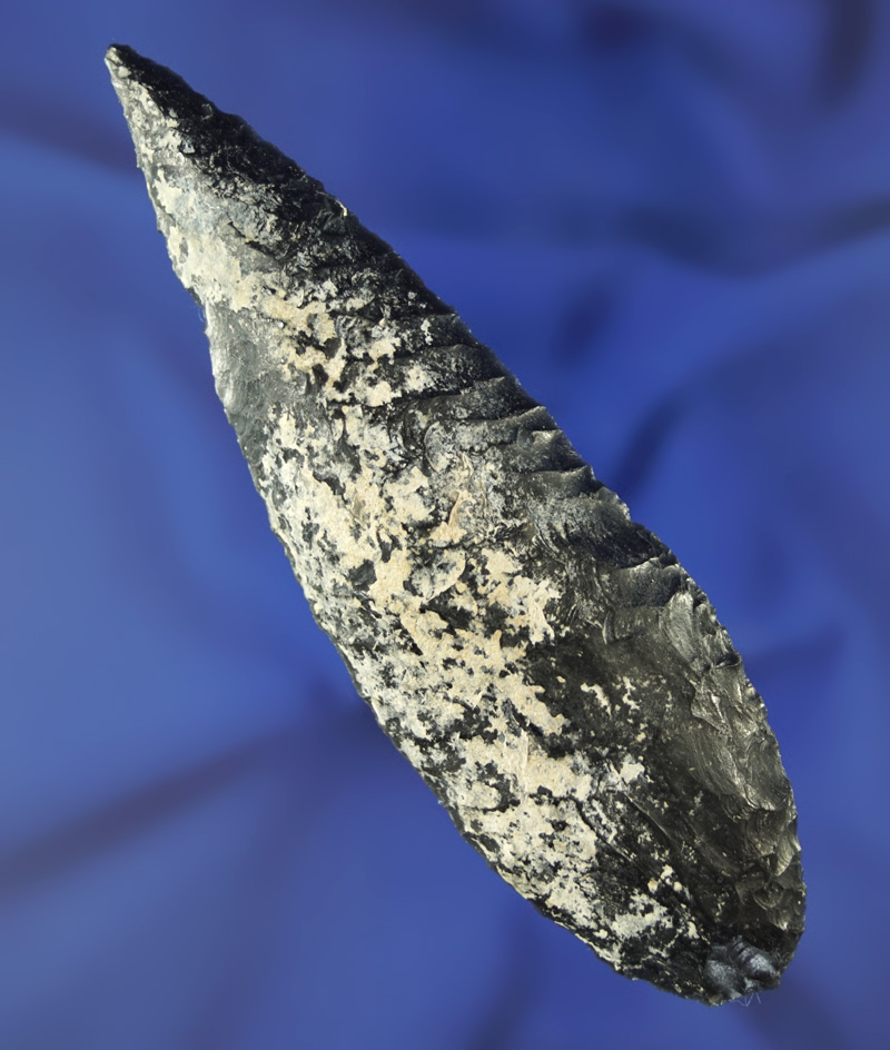 Heavily patinated 4 7/16" Uniface obsidian Knife found near Klamath Lake, Oregon.