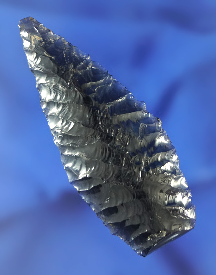 Nicely flaked 2 5/8" obsidian Cascade with a fractured base found in Oregon.