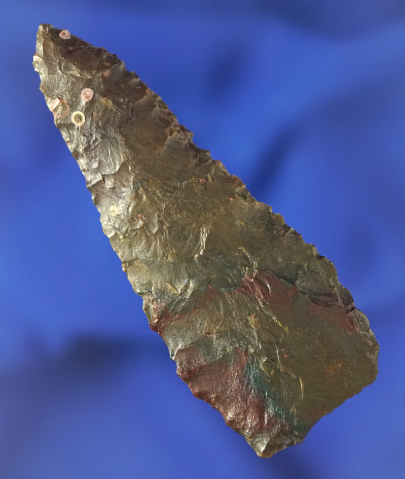 2 1/2" Triangular Flint Knife found near the Butte Falls on the upper Rogue River. Ex. Terry Josephs