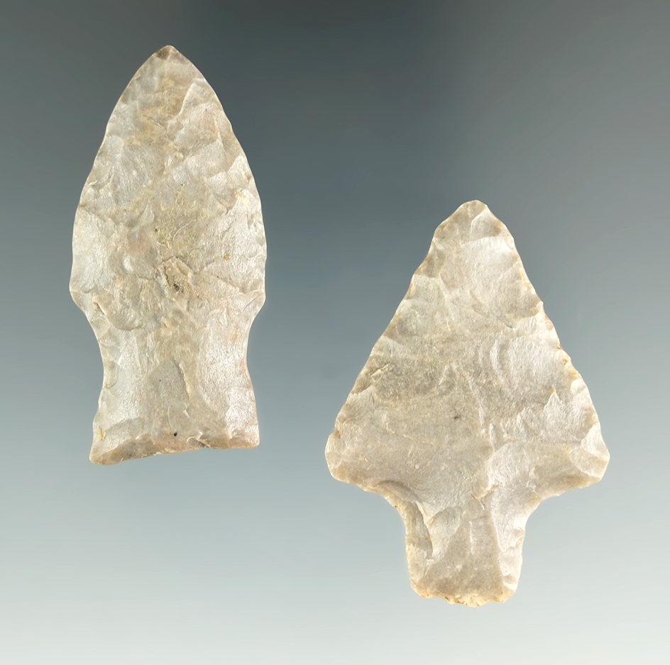 Pair of points found in Kentucky including a 1 3/4" Cotaco Creek that is nicely styled.