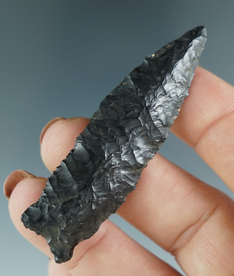 2 7/16" Buchanan Eared that is nicely flaked from Obsidian found in Oregon.