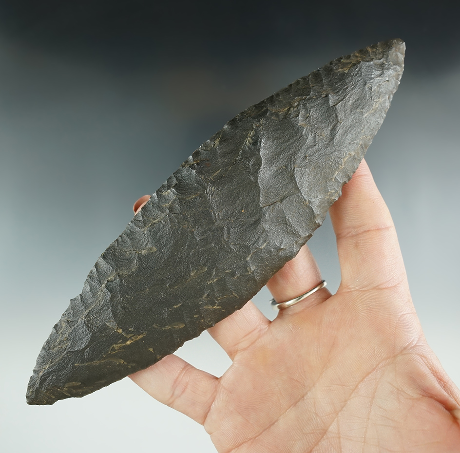 Large! 6 3/4" Bi-pointed Knife that is very well flaked found in Oregon.