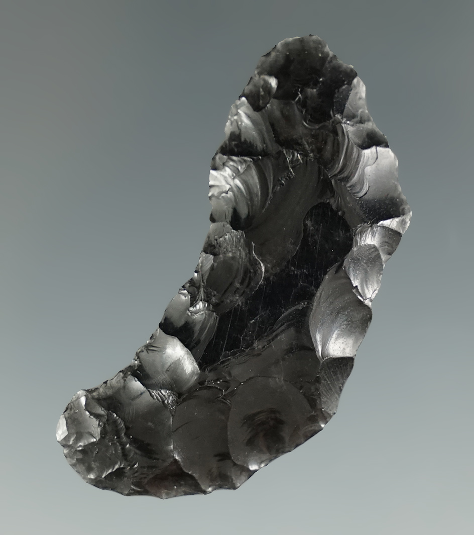 1 5/8" Paleo Crescent made from Obsidian. Found in southeast Oregon.