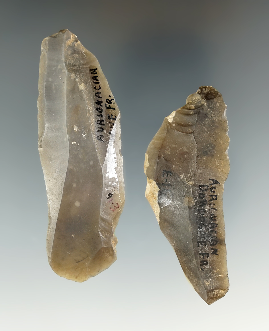 Rare! Early Neolithic flaked Knives found in France, largest is 3 1/16".