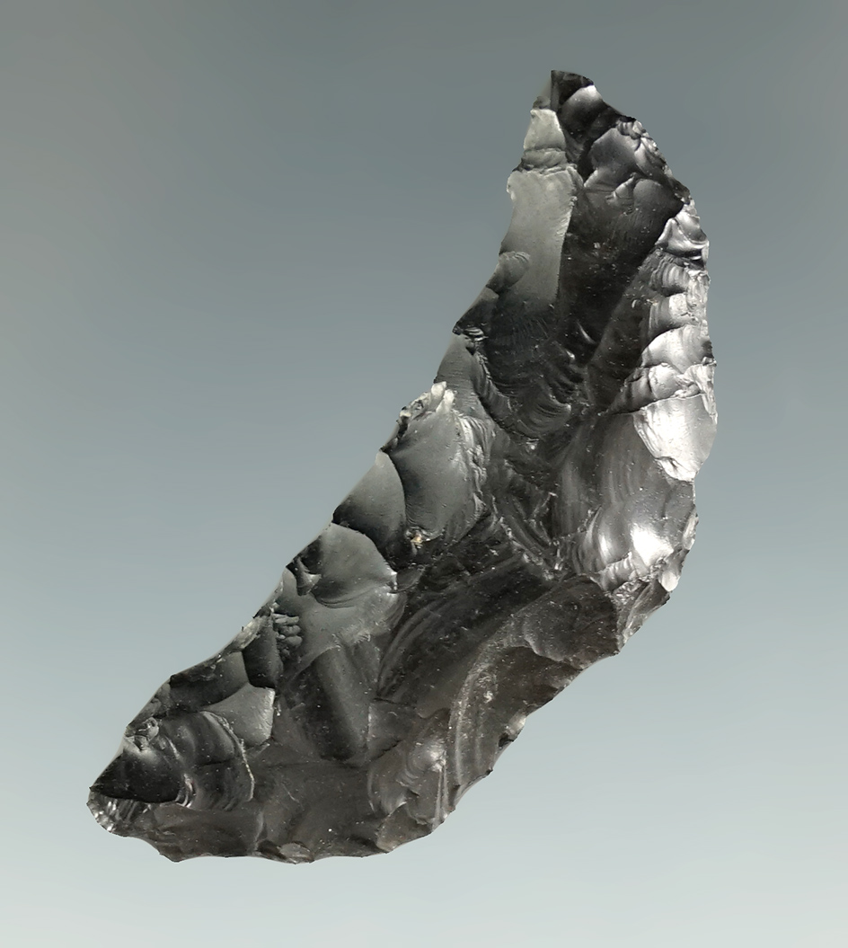 1 5/8" Paleo Butterfly Crescent made from Obsidian. Found in southeast Oregon.