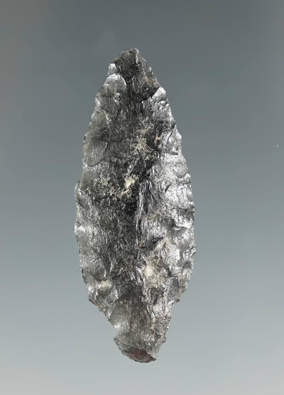 1 11/16" Obsidian Stemmed Projectile Point found in Japan.