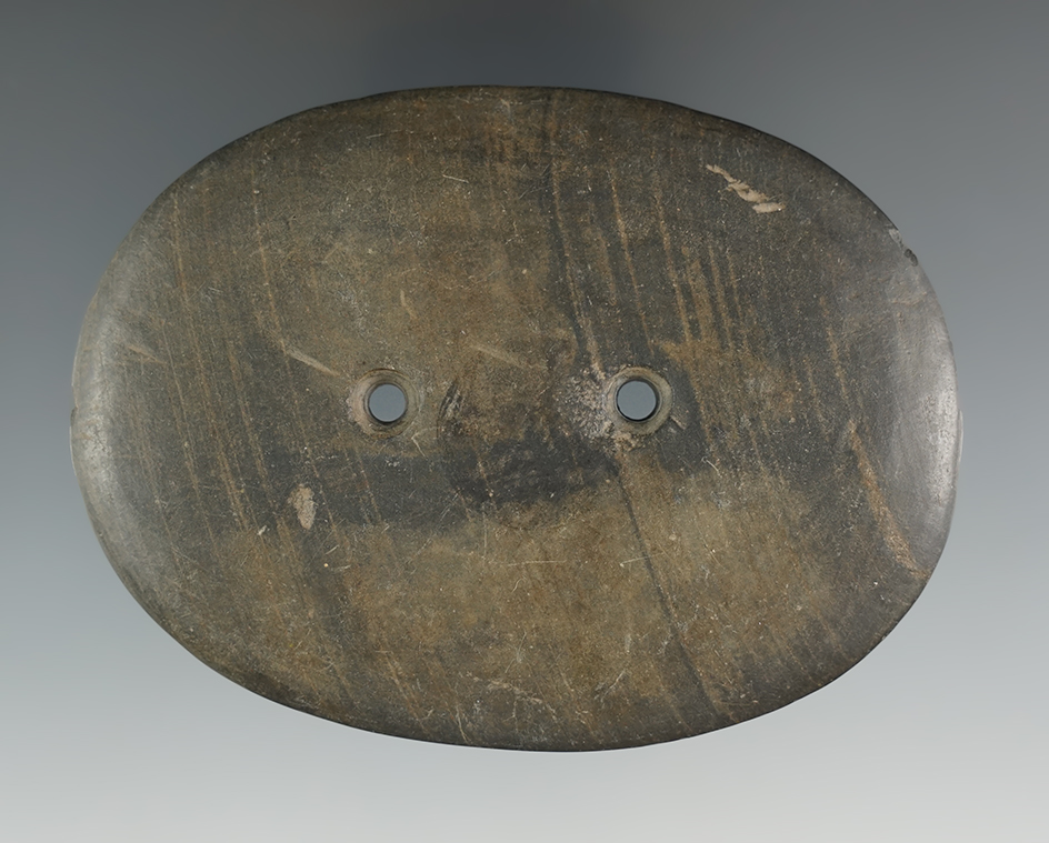 3 1/2" Oval Slate Gorget found in Williams Co., Ohio.