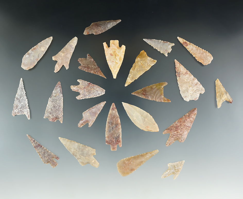 22 nicely flaked Neolithic Points found in the northern Sahara region of Africa. Largest is 1 9/16".