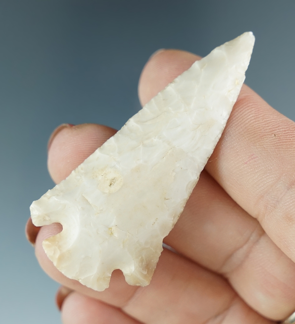 2 1/4" Cornernotch Knife that was glued to an old the board found near the Columbia River.