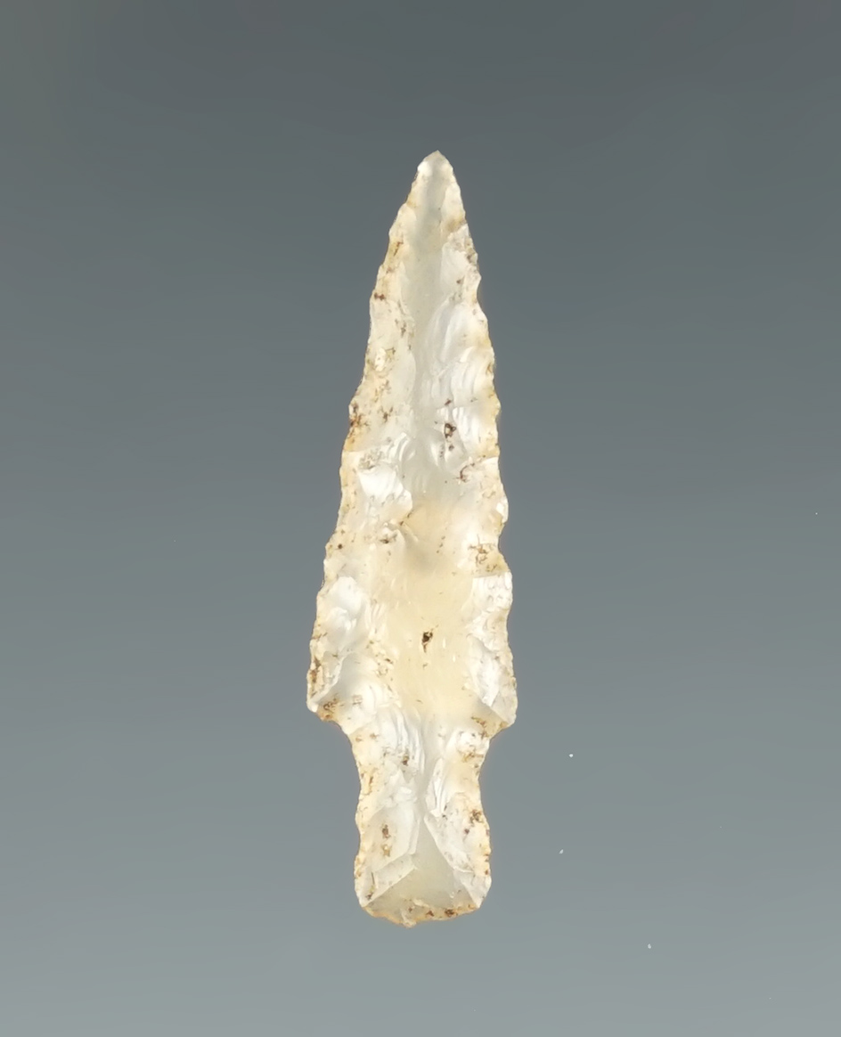 15/16" Dagger Point made from clear Chalcedony. Found near the Columbia River, Washington.