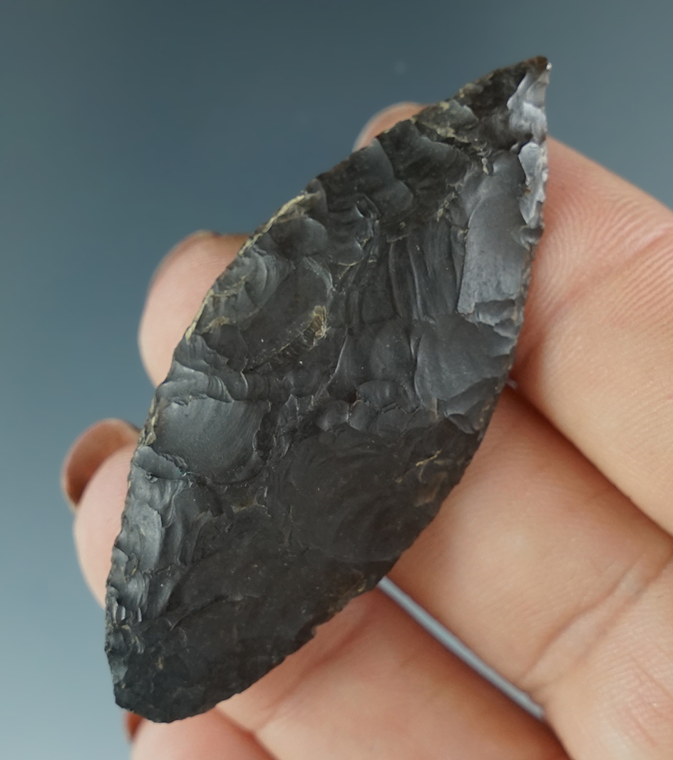 Excellent flaking in style on this 2 3/16" Cascade found in Oregon.