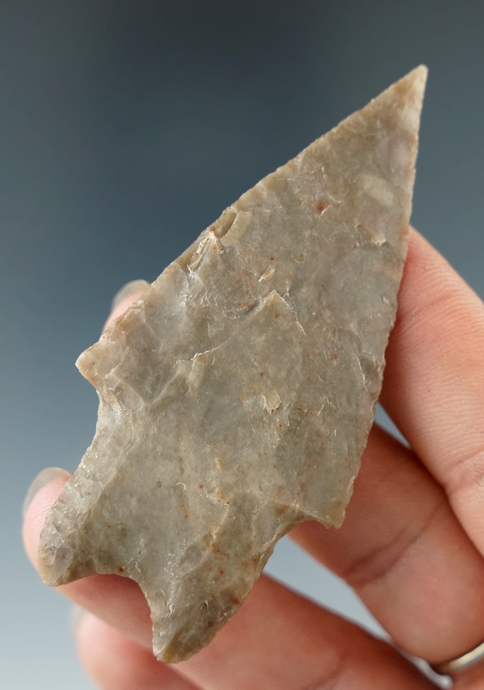 Classic style 2 7/8" Pedernales point found in Lampasas Co., Texas. Ex. Bill Arnold. Rogers COA.