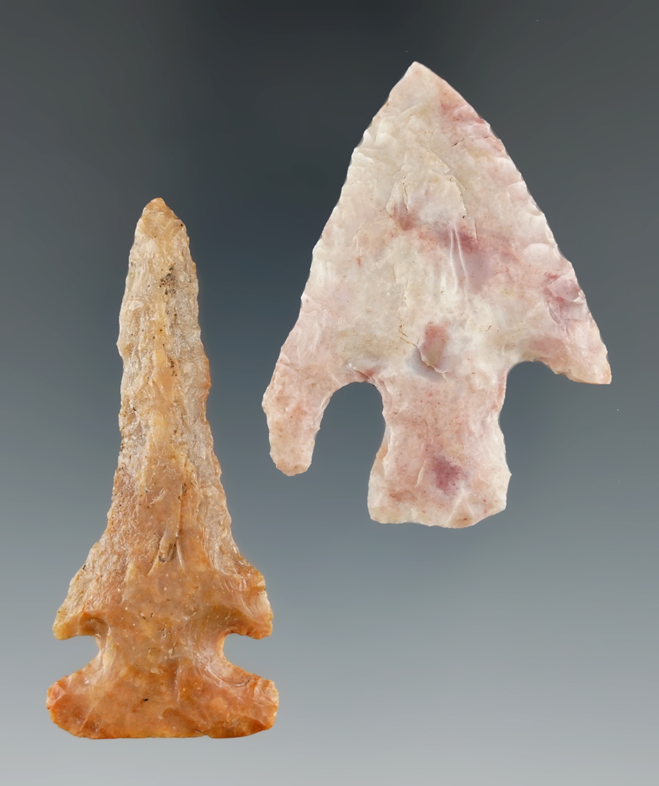 Pair of Texas arrowheads made from quality material, largest is 2 1/4".