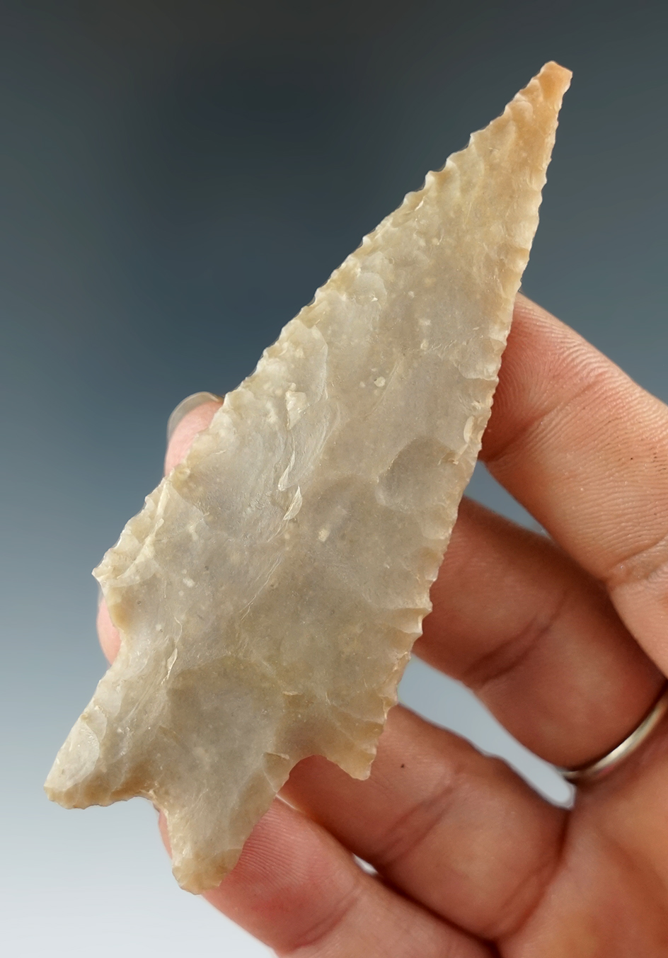 3 7/16" Well styled Pedernales point made from quality material. Central Texas. Rogers COA.