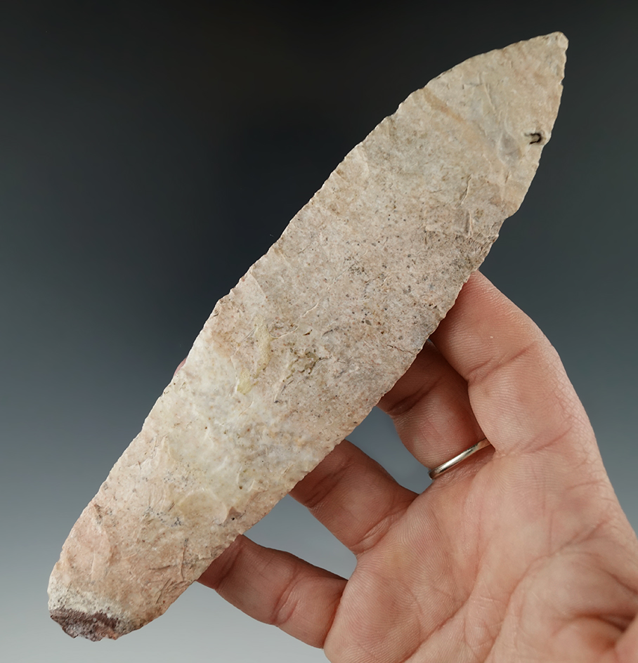 6 1/8" Morse Knife made from Burlington Chert found in St. Lewis Co., Missouri. Williams COA.