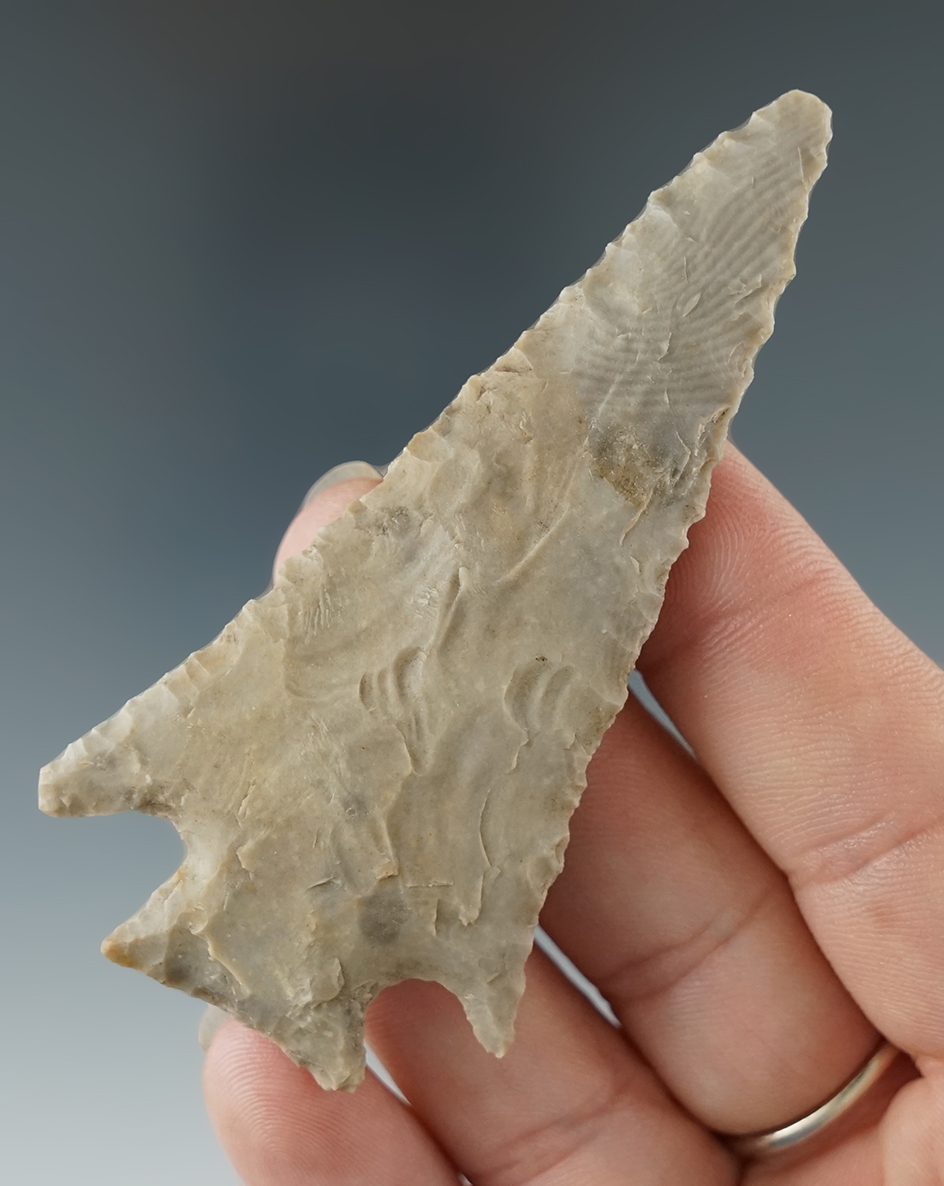 Well styled 3 1/16" Marcos point found in Wilson Co., Texas. Ex. Rob Bartell. Rogers COA.