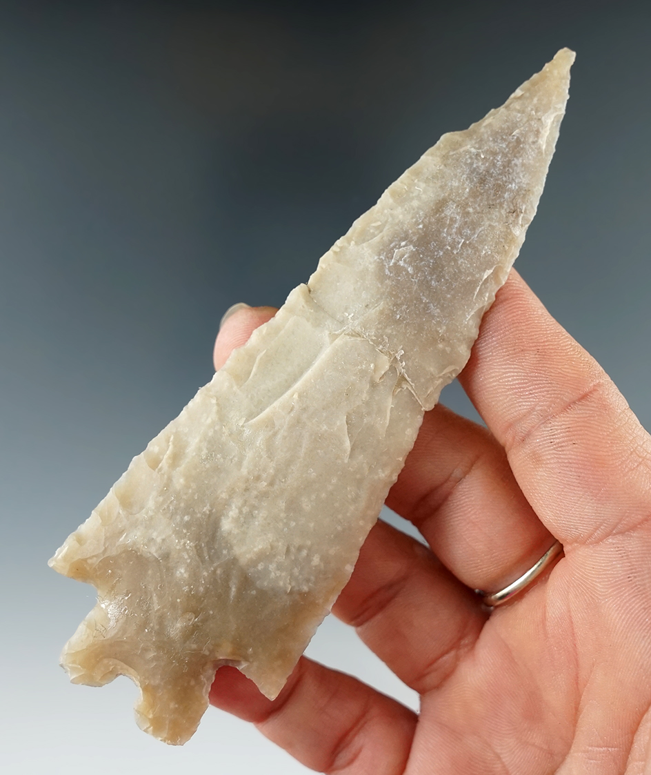 4 11/16" Large Montell. Broken and glued at the midsection. Coryell Co., Texas.  Rogers COA.