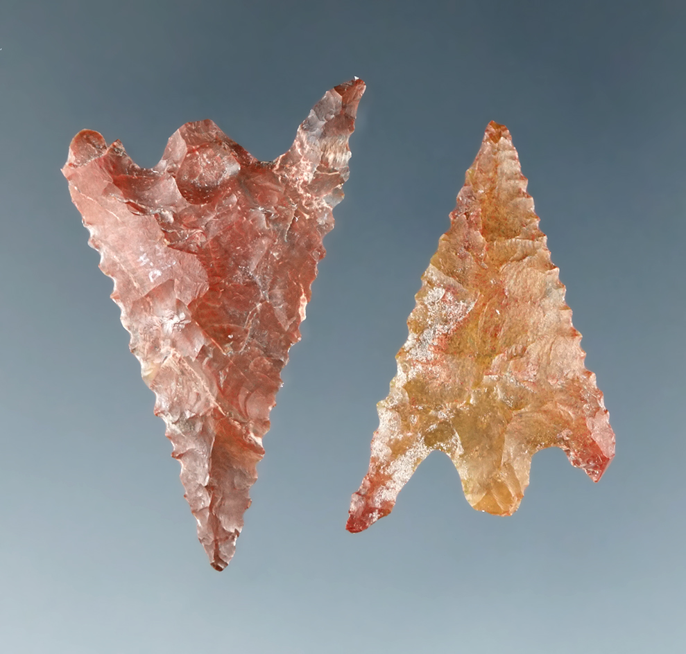 Pair of Columbia Plateau points found in Washington, largest is 1 1/4".