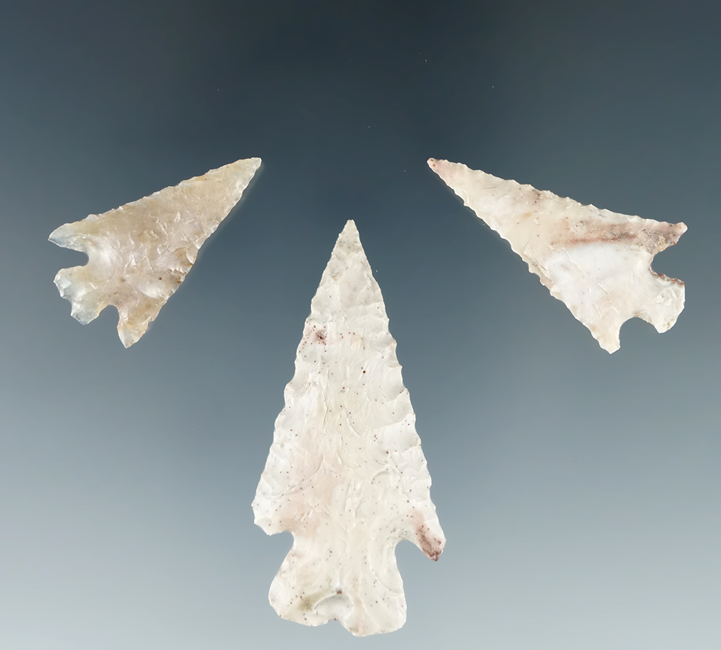Set of 3 Assorted Gempoints found near Jaeger Island, Benton Co., Washington, largest is 1 3/4".