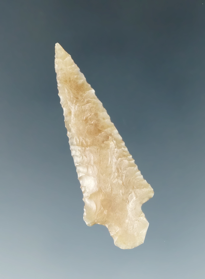 1 11/16" Columbia River Arrowhead with nice micro-serrations along the blade edges, Washington.