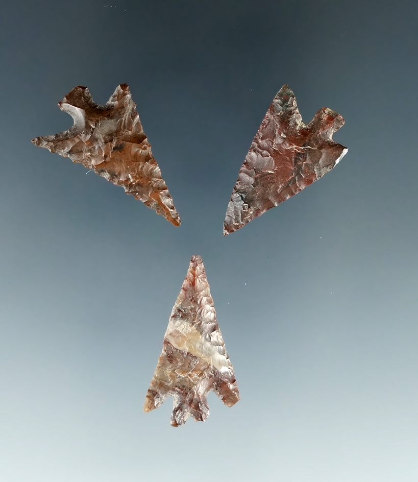 Set of 3 Gempoints found by Kaye Don Bruce in Washington and Oregon, largest is 1 1/16".