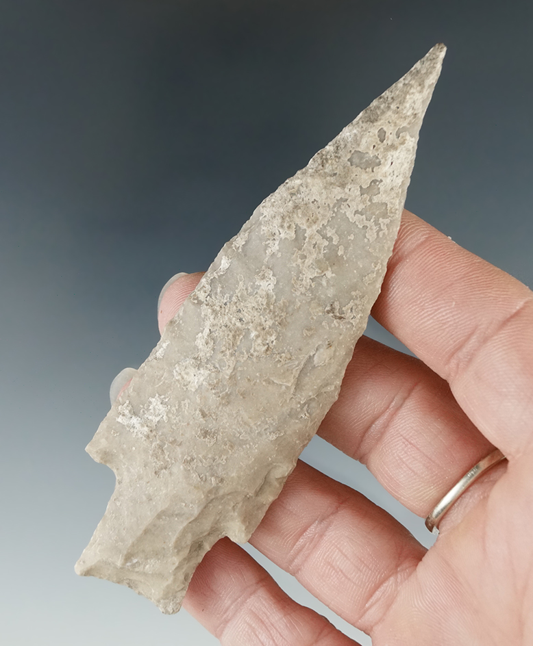 Ex. Museum! 4" Uvalde point with nice mineral deposits on surface, found in Texas.